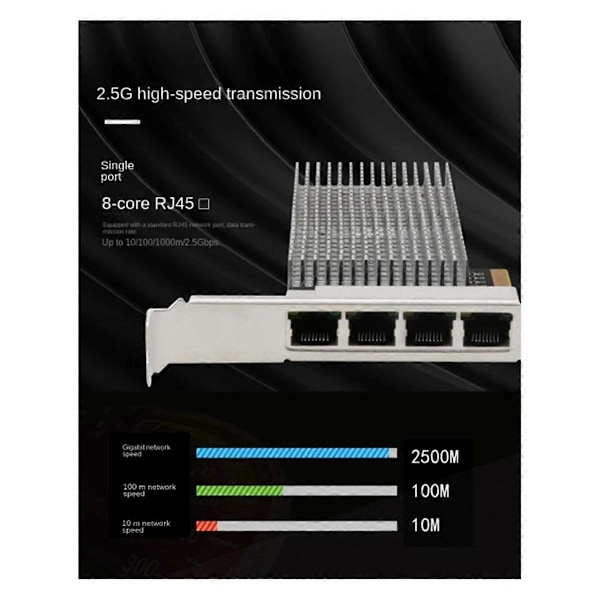 PCIE 4-Port 2.5G Diskless Netværkskort, Gigabit Kablet Netværksport (A)