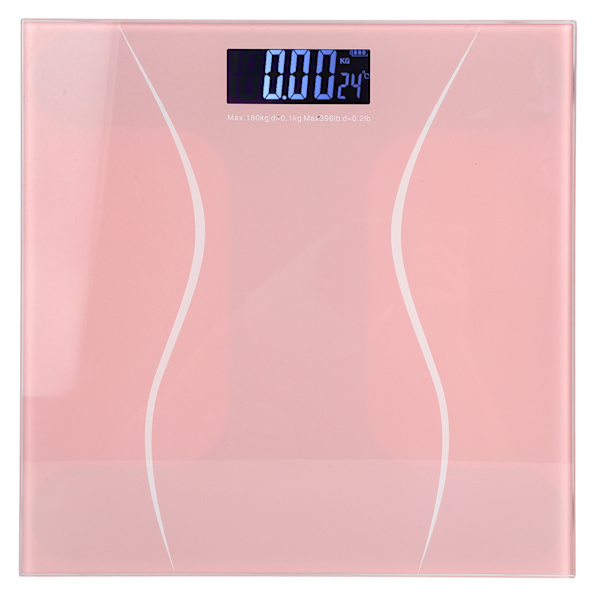 180 kg 400 lb digital vektvekt elektronisk LCD-bakgrunnsbelyst skjerm ultratynn AutoOn (rosa)