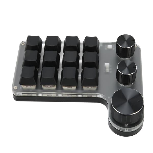 12 tangenter mekaniskt tangentbord Bluetooth USB-anslutning Mini bärbart programmerbart makrotangentbord med 3 rattar för kontor