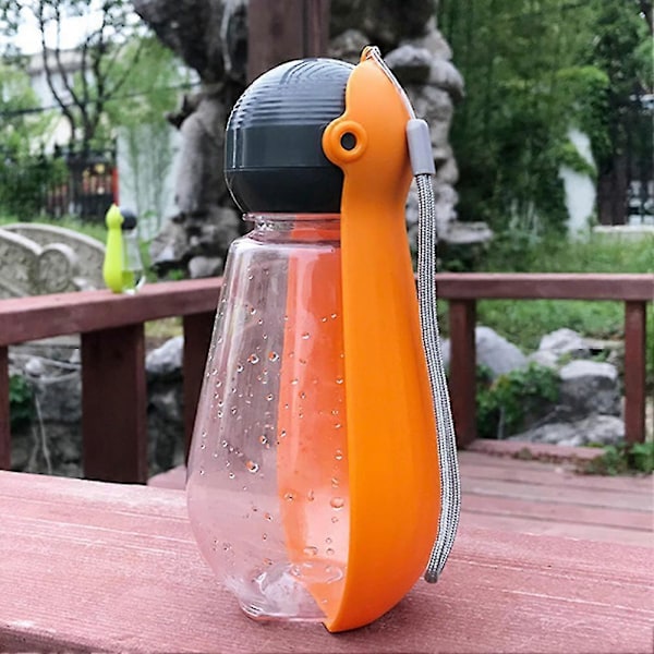 380ml Med Skål Lekkasjesikker Dispenser Reise Bærbar Hundevannflaske Zekai Oransje