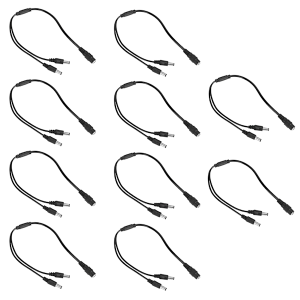 10 stk 12V 1V2 Sikkerhedsmonitor DC Strømforsyning Splitter Adapter Connector Kabelledning