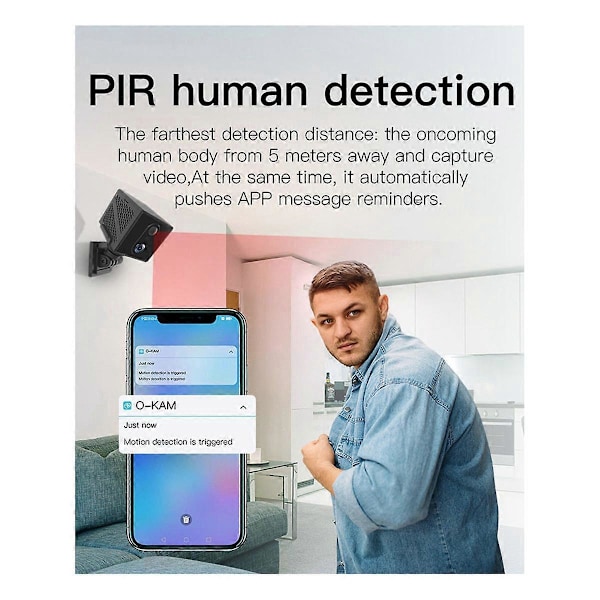 3MP 4G SIM-kortti Minikamera Ihmisen tunnistuskamera 3000mAh Akku