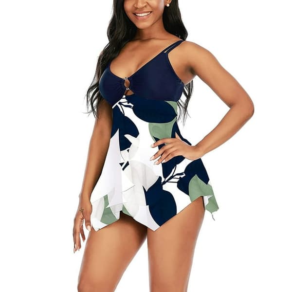Tankini-badedragt til kvinder med mavekontrol, todelt, med nøglehulsdesign, badedragt til kvinder