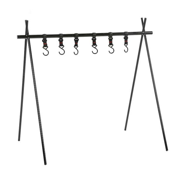 Camping Hängande Rack 6kg Lastbärande Aluminiumlegering Hängande Rack Bärbar Köksredskap Hängande Rack Camping med 6 Krokar Rem