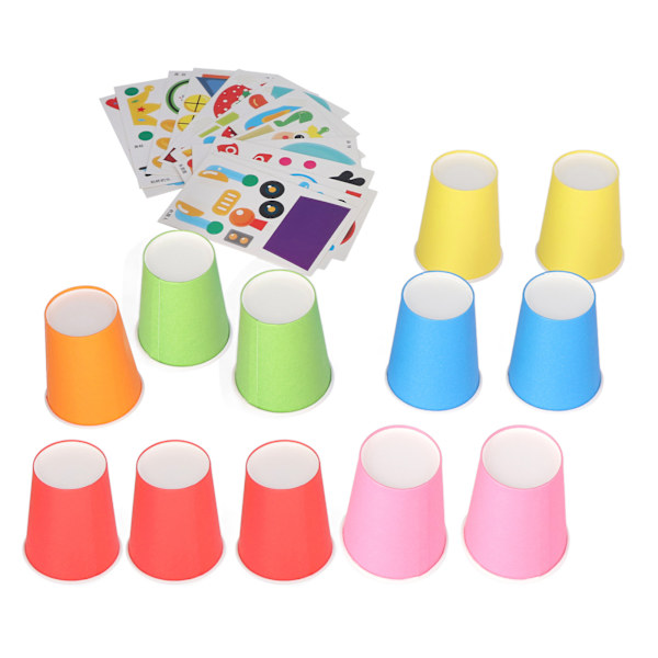 DIY Pappersmuggar Söta Flerfärgade Barn Handgjorda DIY Pappersmuggar Pussel Målningsbara Klistrabara Pappersmugg Leksaker Set