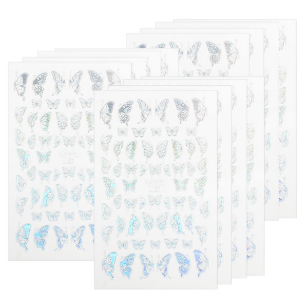 12 st Fjärilar mönster nail art klistermärke Fashionabla nagel DIY-dekal Manikyr ToolSilver