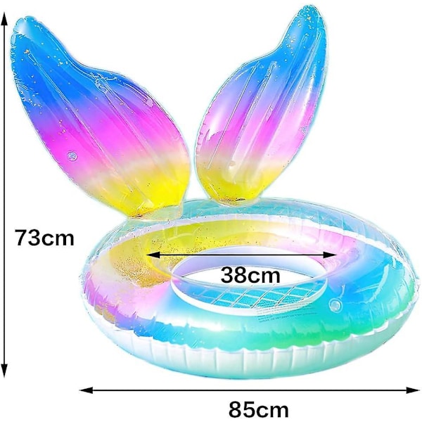 Oppustelig Hillylolly Sequin Badering, Poolbøje, Pool Float til Børn og Voksne, Transparent Sequin Bøje, Oppustelige Vandlege til Pool og Strand