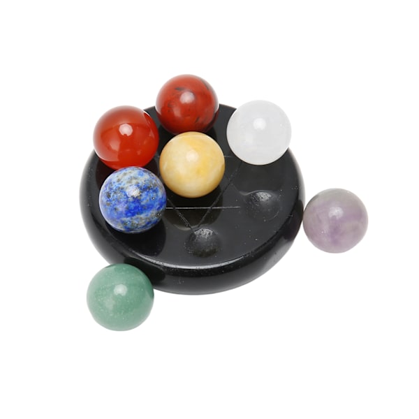 7 stk Chakra Stones med Obsidian Base Chakra Stones Healing Crystals Sett for Beginners Professional