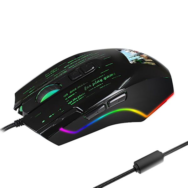 HXSJ Gaming Mus med skjerm, makro, flerspråklig driver, personlig fotoinnstilling J500
