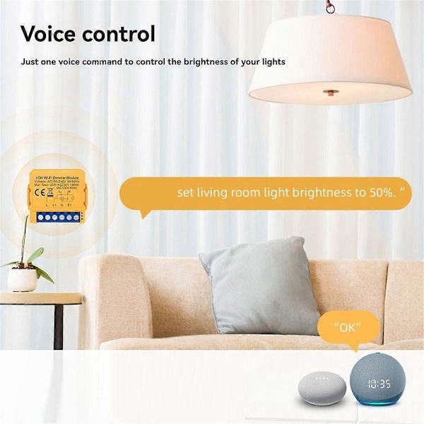 Tuya WiFi Dimmer Bryter Modul DIY Bryter Støtter 2-veis Kontroll