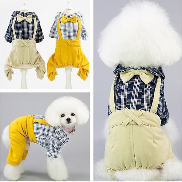 Blå och svart rutig fluga hundskjorta för liten valp - Casual, cool och snygg väst