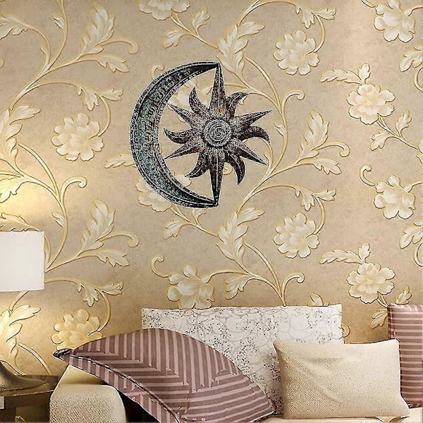 Sol Måne Metall Väggkonst, Kreativ Väggdekoration 30*30cm