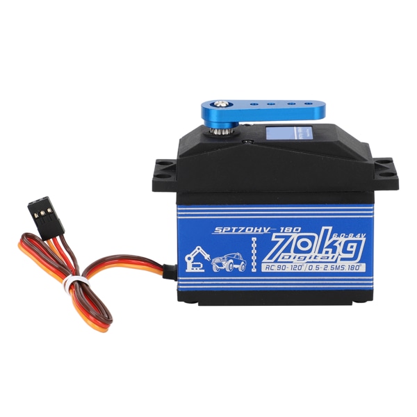 Korkean vääntömomentin vedenpitävä metallinen ohjausvaihde 1/5 SPTZOHV180W 70KG kaukosäätimelle RC-autolelutarvikkeetmusta