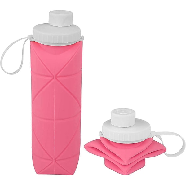 Pink SPECIAL MADE Sammenklappelige Vandflasker Kopper Lækagesikker Ventil Genanvendelig BPA-fri Silikone Sammenklappelig Rejsevandflaske Kop til Fitnesscenter Camping Vandring