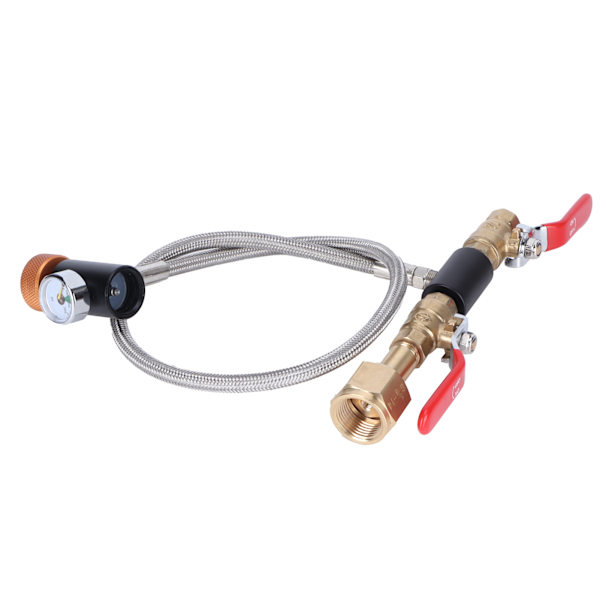 CO2 Universal Ekstern Slange Adapter G5/8-14 24in Dobbel Ventil Soda PTFE Slange med ASA3000psi Måler