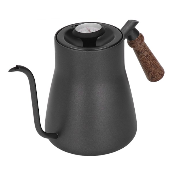 850 ml kaffekjele med termometer i rustfritt stål med gåsehals og trehåndtak