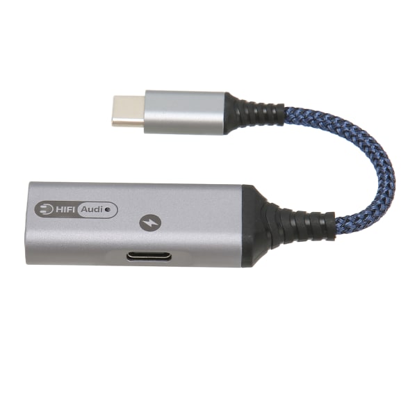 USB C til 3,5 mm hovedtelefon- og opladeradapter 2 i 1 Type C til Aux-lydstik og PD 60 W hurtigopladningssplitterkabel