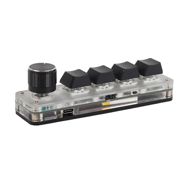 Mininäppäimistö 4 näppäintä 1 nuppi USB tai BT Blue Switch Plug and Play ohjelmoitava näppäimistö taustavalolla toimistomedian pelaamiseen