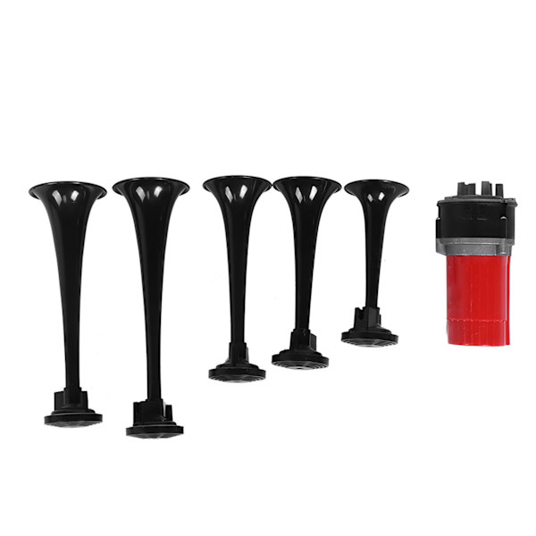 12V Universal 5 Luft Horn Kompressor Høj Musikalsk Lyd Trompet Kit til Bil Lastbil Båd (Sort)