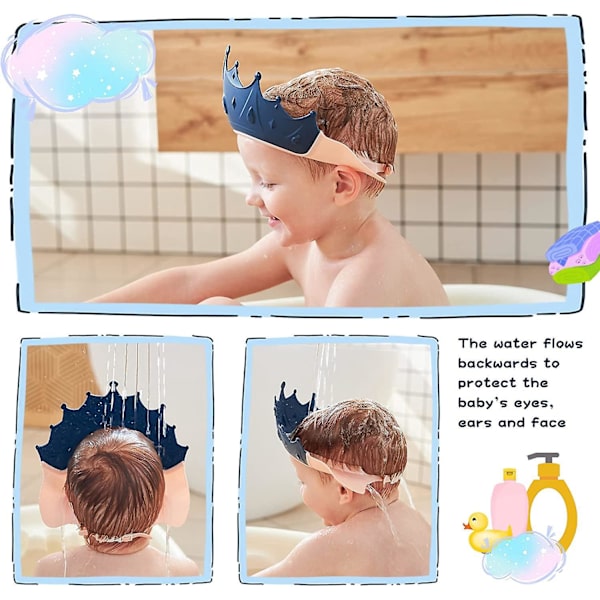 Justerbar baby simhatt och mask - Blå, 15*13cm, 0-9 år gammal, skyddar barns ögon