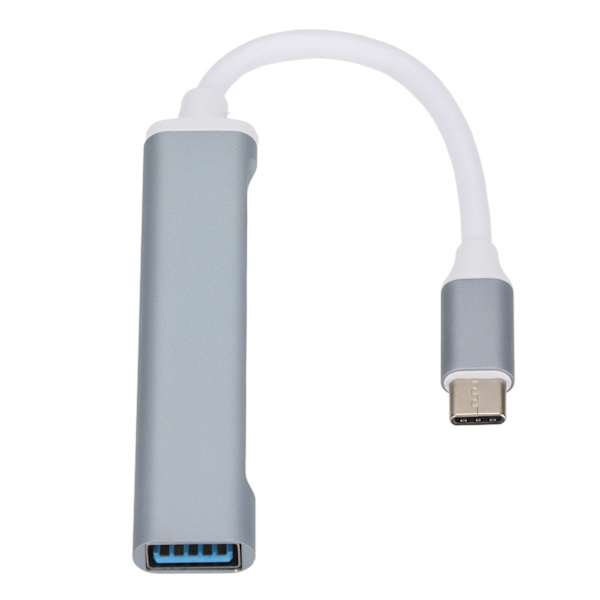 USB C Hub 4 i 1 höghastighets lätt bärbar USB dockningsstation för tangentbordsskrivare Mobiltelefon TabletGrå