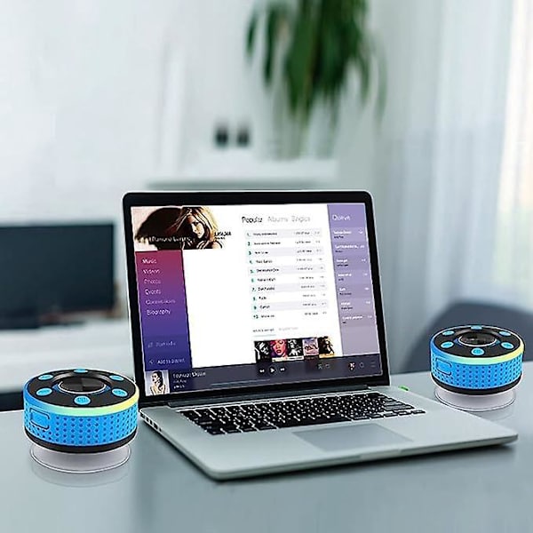 Vattentät Bluetooth-duschhögtalare med sugkopp, bärbar och 360° surroundljud (blå)