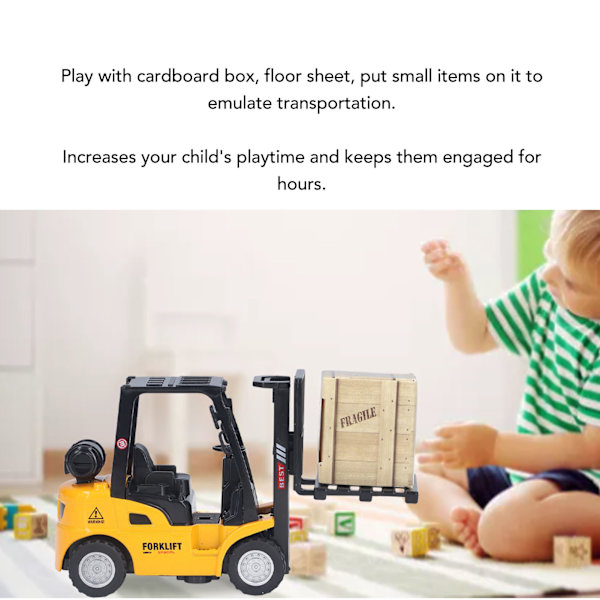 Gaffeltruck Legetøj Gaffeltruck Konstruktion Legetøj Engineering Vehicle Model for 3 år gamle og opefter børn