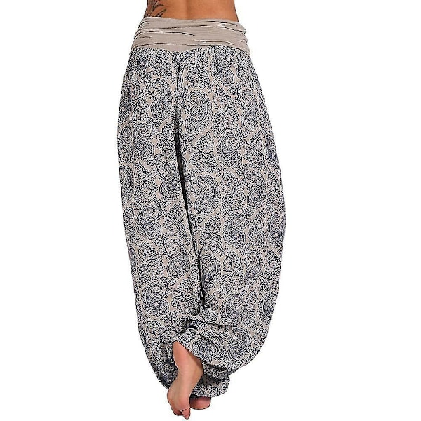 Tryckta vida yogabyxor för kvinnor, Aladdin Harem byxor - Aprikos 4XL