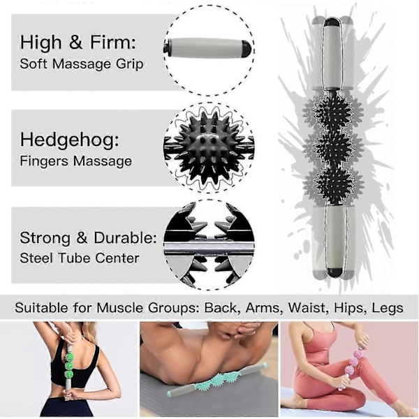 Igelkottsboll Massagerulle, 40cm Fascia Muskelrulle, Cellulitmassager Fascia Rulle För Ben, Nacke, Rygg, Axel -CHSZ Lila
