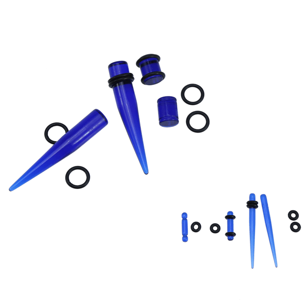 36 kpl akryylipaarit korvatulpan kartiolaajentava O-renkaan venytyssarja läpinäkyvä sininen