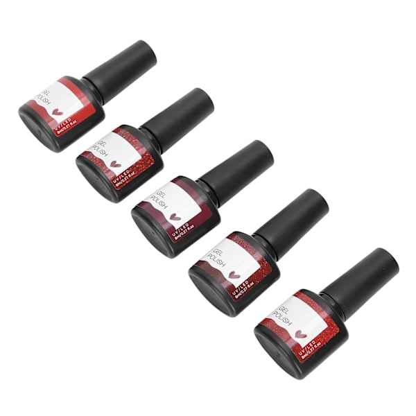 Red Series Nail Art UV-geelilakka Shiny Soak Off Gel Polish Set manikyyrityökalu 5kpl x 8ml