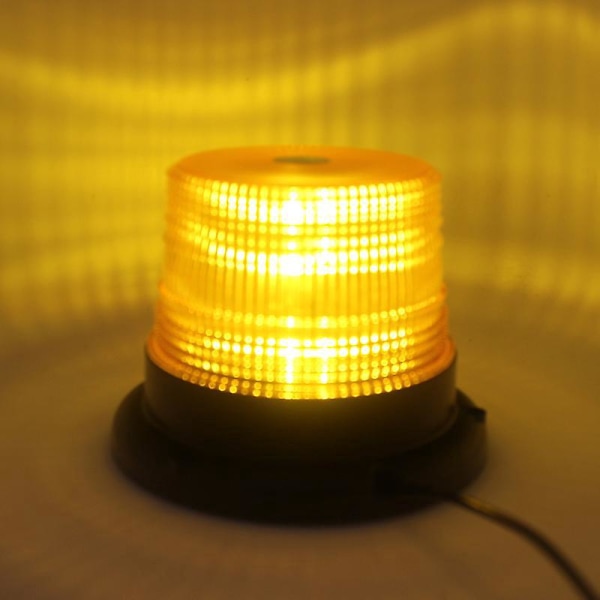 Amber LED Blålys - 12V/80, Nødblinkende Beacon for Lastebiler og Kjøretøy (Magnetisk)