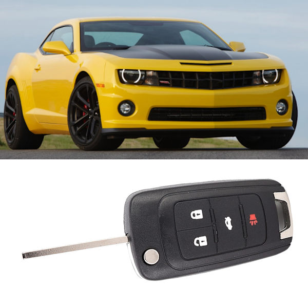 Bil 4-knap Flip fjernbetjening nøglering taske Shell Cover Sort erstatning Passer til CHEVROLET