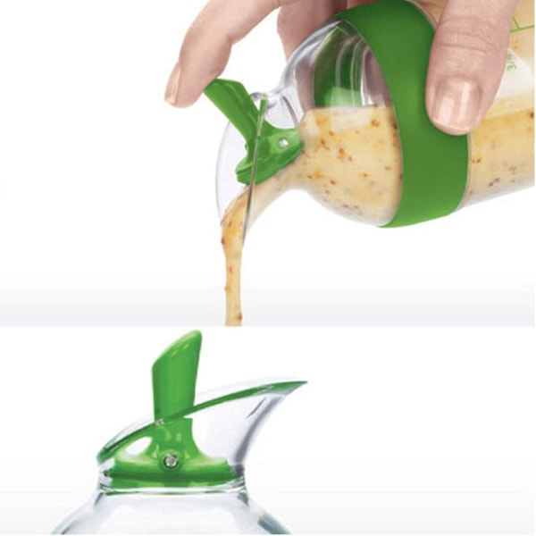 Salatdressing Shaker Beholder Flaske Universal Manuel Sauce Mixer Juice Blandingsflaske - Grøn