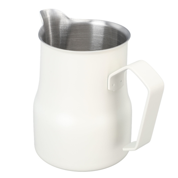 Melkeskummerkopp 350ml 304 Rustfritt Stål Spiss Munn Skummende Kopp Melk Kaffe Skummende Mugge Hvit