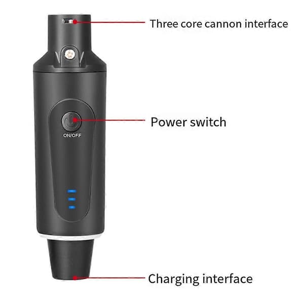 2.4g XLR Trådløst Sende- og Mottakersystem for Mikrofon Dynamisk Kondensatormikrofon Etterklangsjustering Black