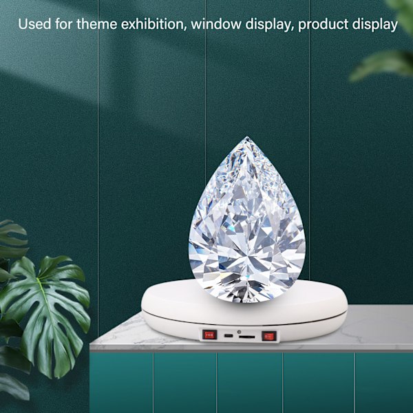 Elektrisk roterende displaybord LED-lys 25 cm støjsvag 20 kg belastningskapacitet drejeskive displaystativ til smykker hvid
