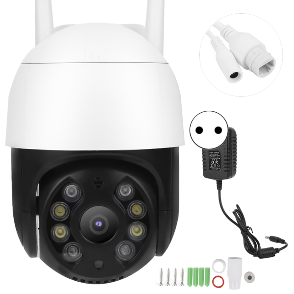 1080P Wifi PTZ-kamera 8 lys IP66 Vandtæt Human Detect Fuldfarve Night Vision for Home Security 100‑240VEU
