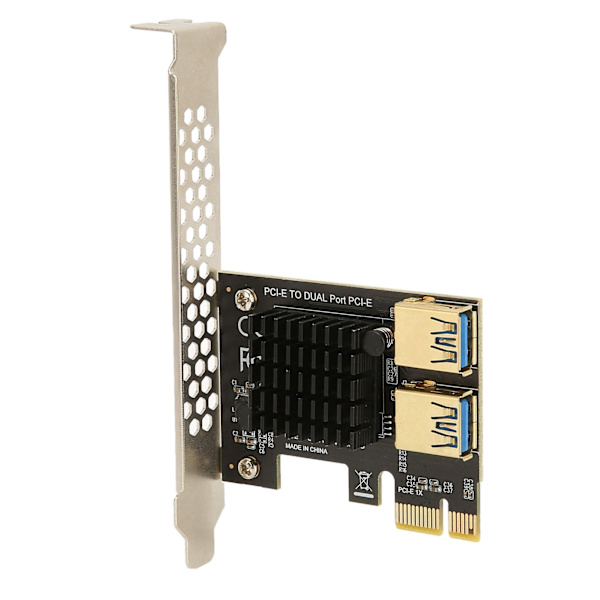 PCI E 1 til 2 Riser Card PCI E 1X til 2 Ekstern PCI E USB 3.0 udvidelseskort til Bitcoin Ethereum Mining Black Board