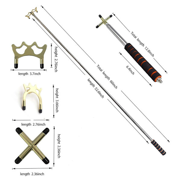 Retractable Billiards Pool Cue Stick Bridge with Removable Bridge Head Billiards Pool Cue Accessory