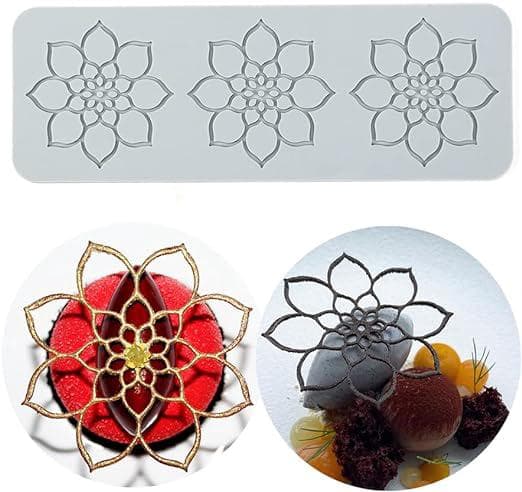 3 Huller Mandala, Silikone Blondemåtte, Spiselig Sukkerhåndværk Printform Kagedekoration