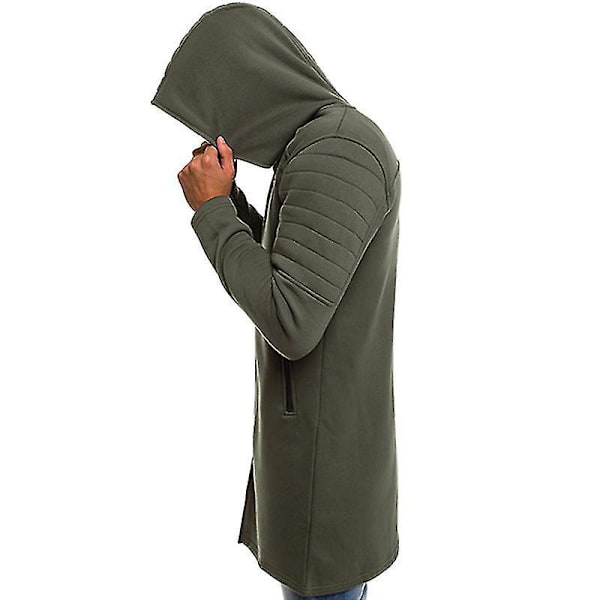 Hooded Zip-Up Långrock för Män XL Armégrön
