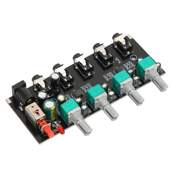 4-vägs stereomixerbräda 4 in 1 ut justerbar volym DIY ljudkälla efterklangs drivrutin hörlursförstärkare mixer