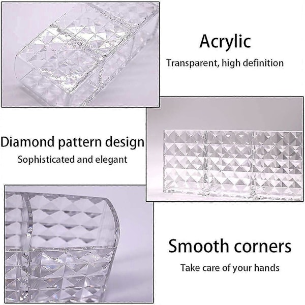 Sminkförvaring Penslar Akryl Transparent 3 Fack Organizer för Penslar Borste Låda