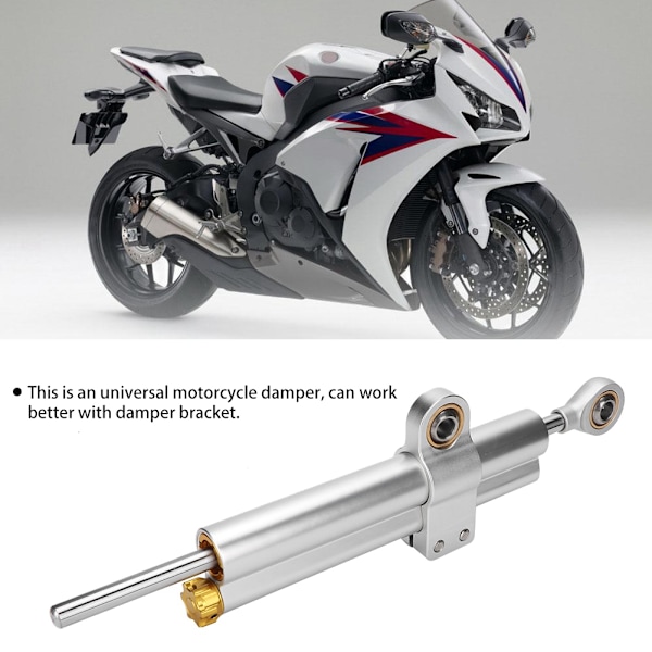 Universal motorcykel CNC aluminiumlegering styrdämpare stabilisator tillbehör (silver)