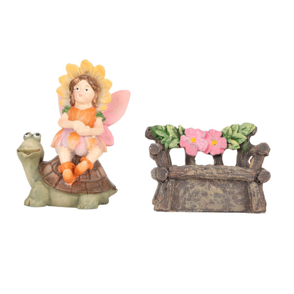 Miniatyr Fairy Staty Set Syntetisk harts Fairy Skulptur Tillbehör Dekorativ DIY Fairy Figurine för trädgårdsbalkong