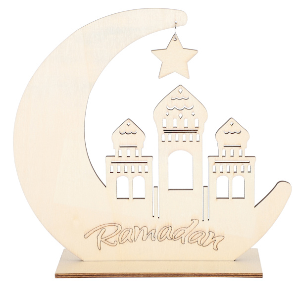 Puinen moskeijariipus Kuu Tähti Ramadan Puinen koriste Juhlatarvikkeet Koristeet