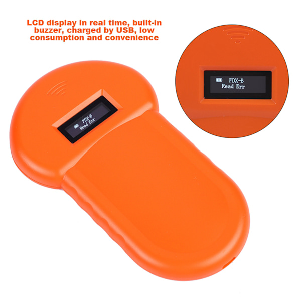 Kädessä pidettävä lemmikkiskanneri RFID-koiran mikrosirulle LCD-näytöllä