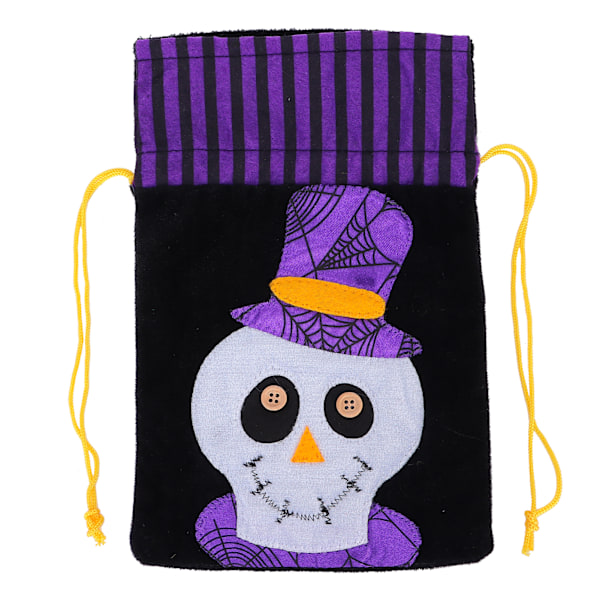 Halloween Burlap Gaveposer Gresskar Spøkelsesfestival Godteri Symaskin Ull NonWoven Oppbevaringspose (Hodeskalle)