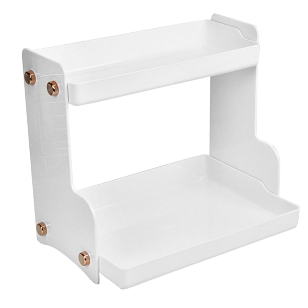 Cosmetic Storage Shelf Rack Double Layer Rugged Stable Stylish Desktop Storage Rack for Living Room Bedroom White